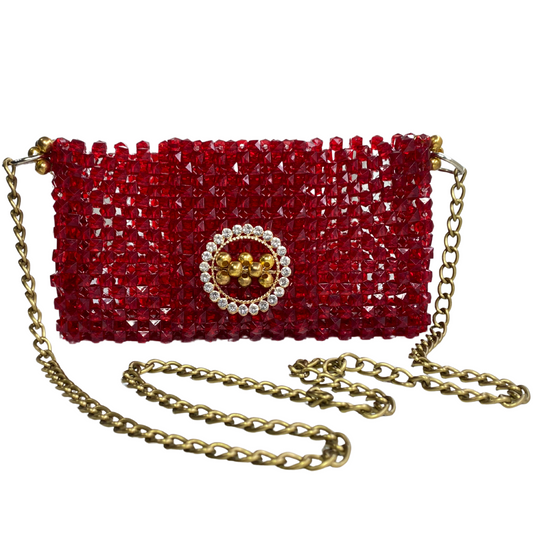 Cartera de perlas de acrilico Roja